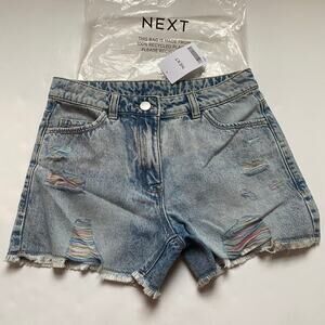 New Next Direct Denim Shorts with Rainbow Threads